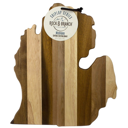 Totally Bamboo Rock & Branch Series Shiplap Michigan State Shaped Wood Serving and Cutting Board | Great for Wall Art