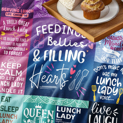 Lunch Lady Gifts for Women, Appreciation Blanket for School Cafeteria Worker, Soft Throws for Couch Bed 60"x 50"