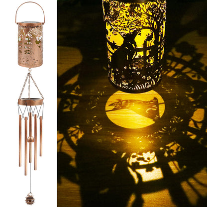 German Shepherd Solar Wind Chimes for Outside - Dog Decor Gifts Outdoor Solar Lantern Wind Chimes, Metal Decorative Hanging Lights for Patio Porch Yard Lawn