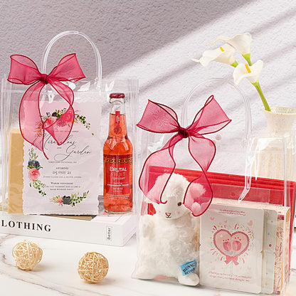 Jutieuo 20 PCS Clear Gift Bags with Handles, 9.8 x 9.8 x 3.5 Inches Reusable Plastic Goodie Bag Transparent Party Favor Bags Bulk for Weddings Birthdays Events, Classrooms & Celebrations