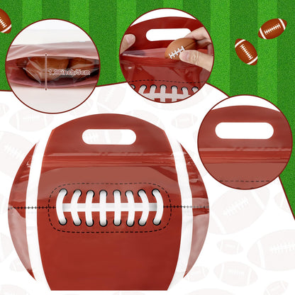 Hxezoc 25 PCS Football Goodie Bags with Handle Sealed Stand-Up Treat Candy Bags Sport Snack Bags for Boys Kids Football Theme Birthday Party Decoration Supplies