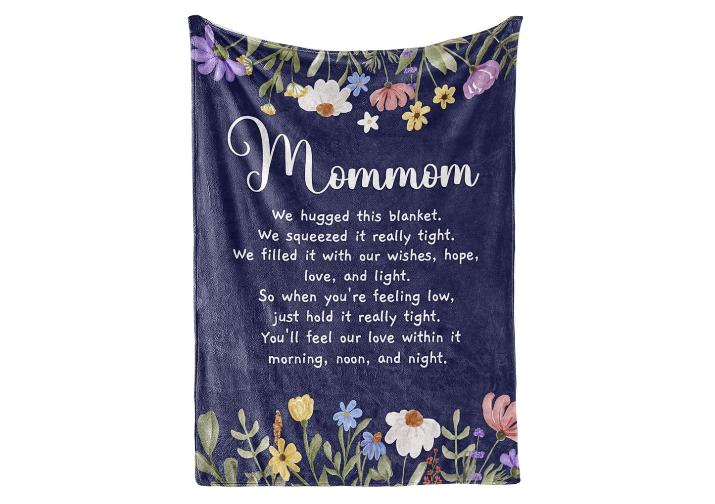 InnoBeta Mommom Gifts, Grandma Gifts for Mommom, Flannel Throw Blankets on Mother's Day, Christmas, Birthday, 50" x 65", Blue Flowers