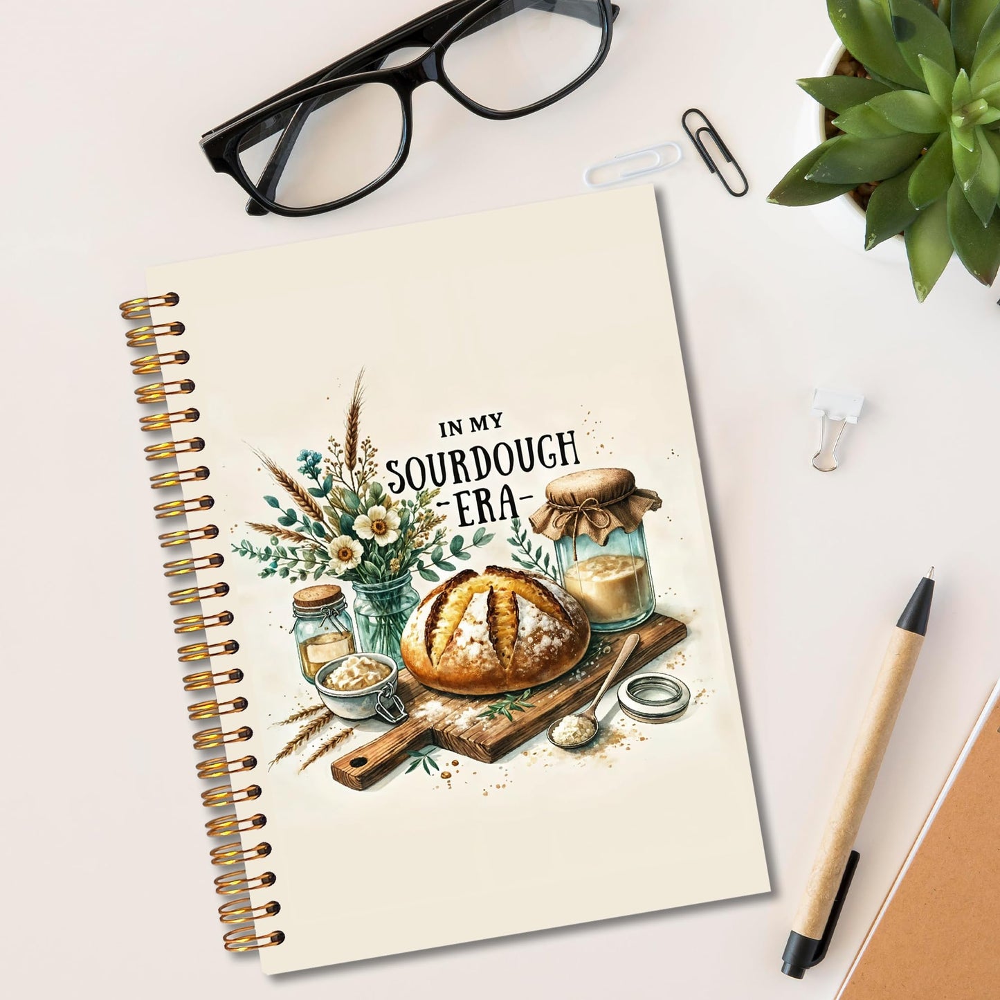 In My Sourdough Era Spiral Notebook 5.5x8.3, Sourdough Accessories Gift, Baking Lovers Gifts Journal, Gifts for Bread Bakers Notebook for Note Taking