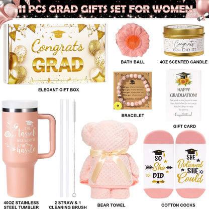 2026 Graduation Gift for Her, Cool Congratulation Gifts for Women Class of 2026 Graduation Gift Basket for College Middle High School Master Degree Best Grad Gifts Box for Nurse Law Graduates - Pink