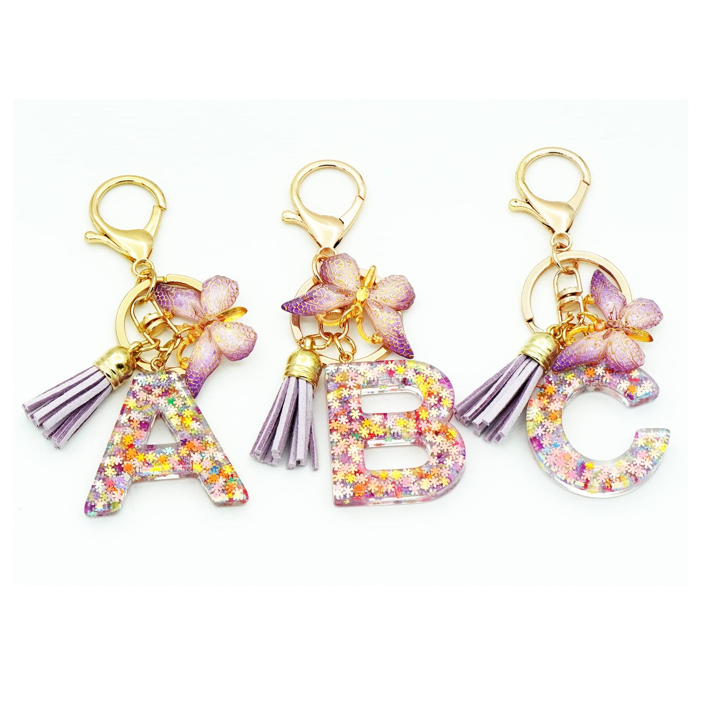 TTYY Initial Letter Keychain for Women Gift for Young Teenage Girl Gifts for Christmas to Mom Daughter Purple tassel