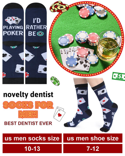 Eurzom 6 Pairs Funny Casino Crew Socks for Men Women Novelty Poker Dice Pattern Sock Mom Father Birthday Gift Casino Lover