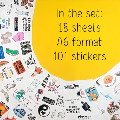 BulbaCraft 100Pcs Funny Veterinary Stickers and Laptop Decals, Vet Stickers, Veterinarian Decals, Funny Veterinary Gifts, Gifts for Women & Men