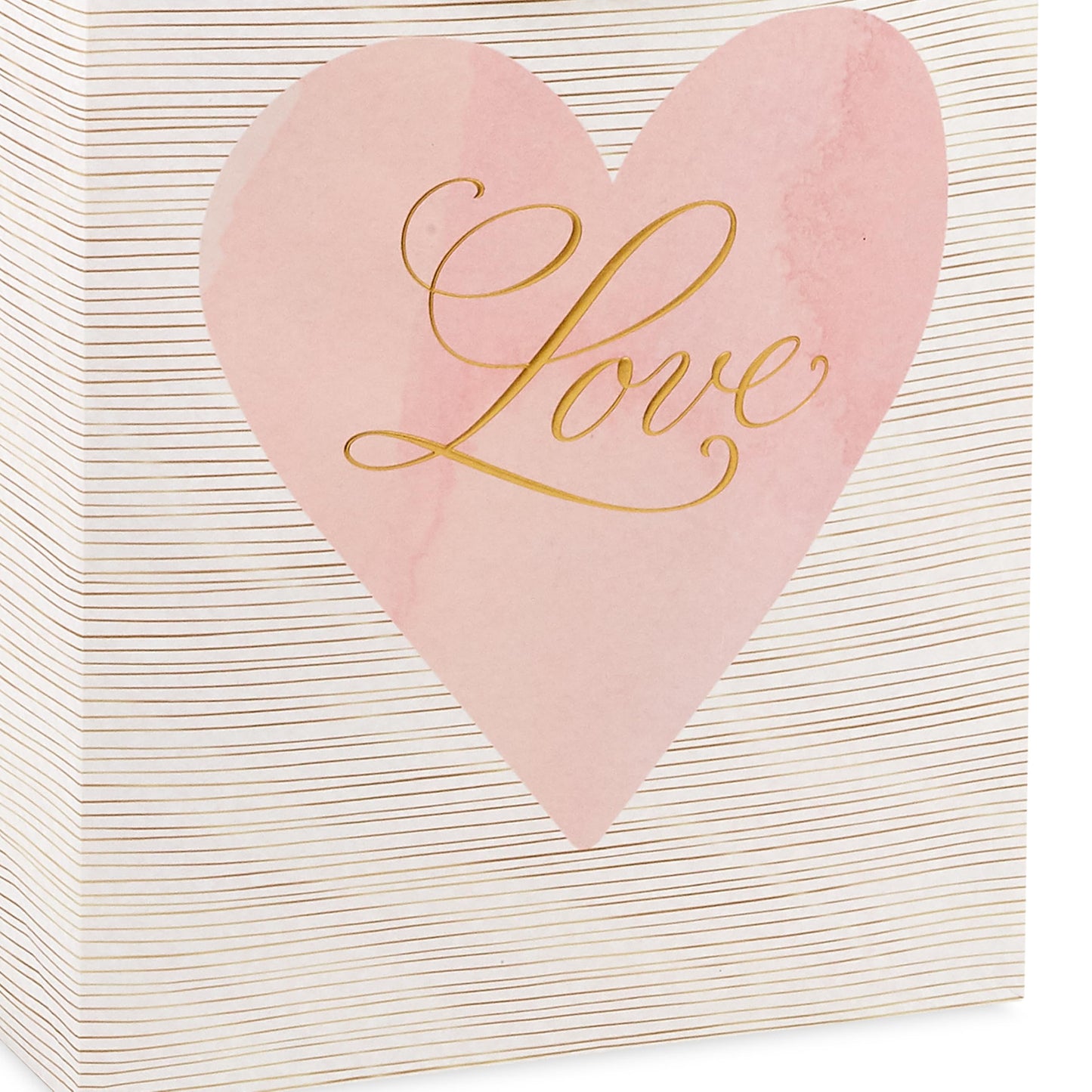 Hallmark 9" Medium Gift Bag with Tissue Paper (Love Pink and Gold Heart) for Valentine's Day, Weddings, Engagements, Bridal Showers