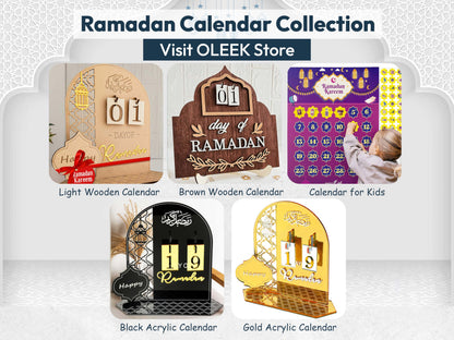 OLEEK Ramadan countdown calendar - Ramadans decorations for home 2026 - Ramdan calendar for kids - Ramdan gifts for kids - Ramadan table decor - Ramdans advent calendars - زينة رمضان كريم ديكور