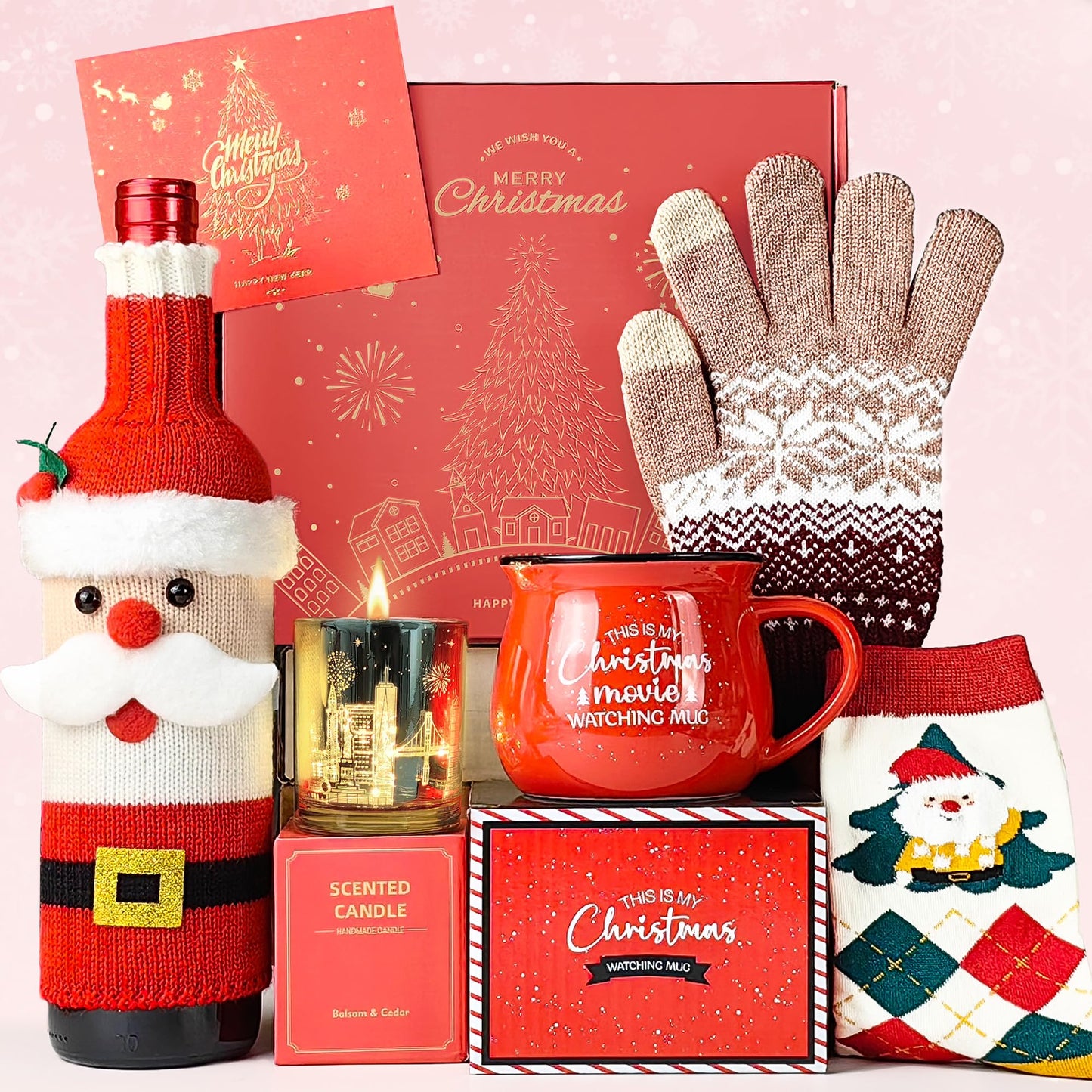 Christmas Gift for Women, Womens Christmas Gift 2026 Winter Mug for Coworker Best Friend Teacher, Merry Xmas Gifts Basket Set Unique Holiday Gift Ideas Burr Basket