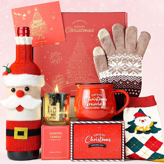 Christmas Gift for Women, Womens Christmas Gift 2026 Winter Mug for Coworker Best Friend Teacher, Merry Xmas Gifts Basket Set Unique Holiday Gift Ideas Burr Basket