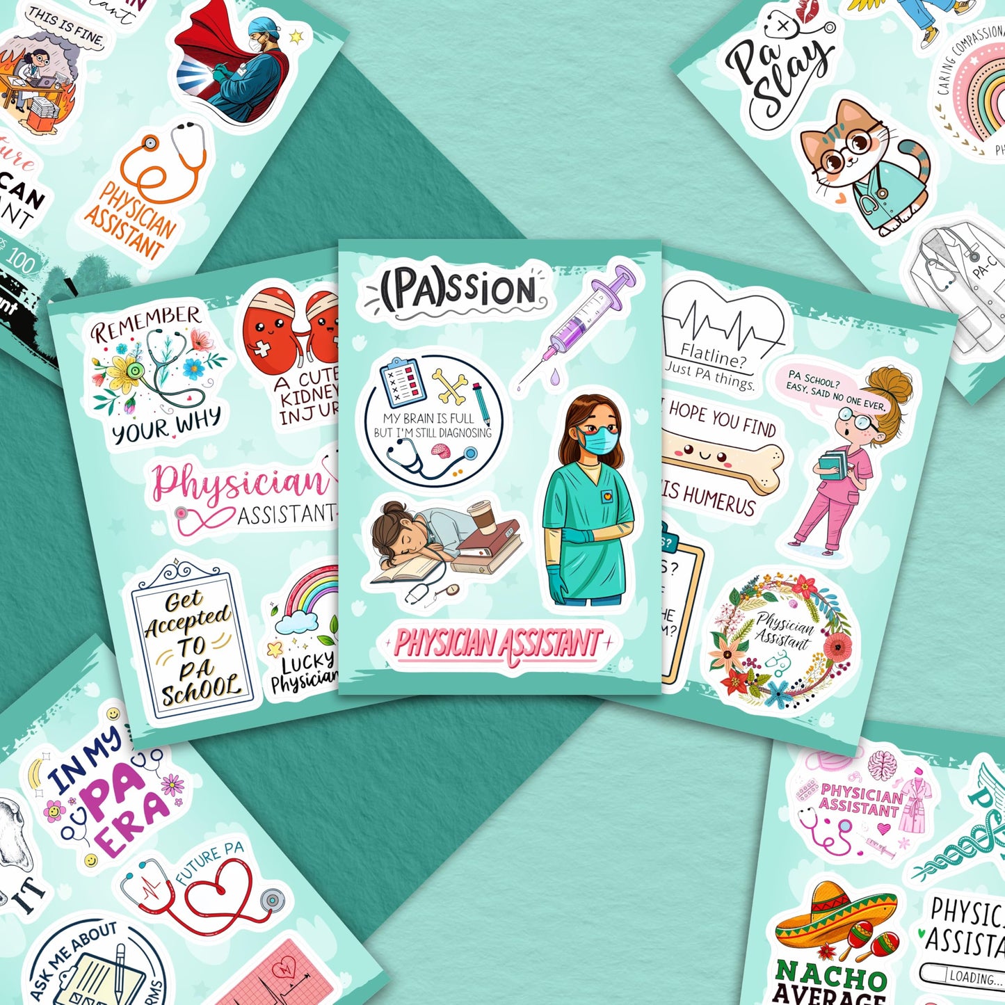 100Pcs Physician Assistant Stickers for Laptop, Water Bottle - PA Stickers - Funny Physician Assistant Gifts, Party Decoration- Medical Decals - Gift for Women & Men