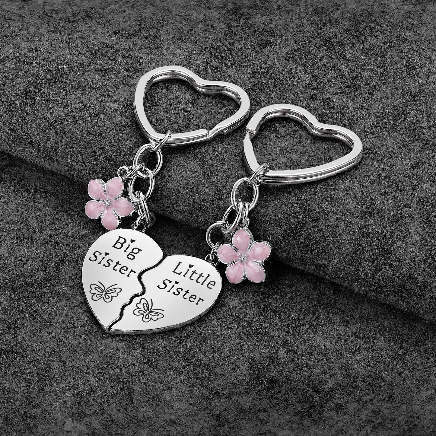 Lcbulu Sister Gifts from Sisters - 2PCS Big Little Sisters Matching Heart Keychain, Christmas Birthday Gifts for Sister