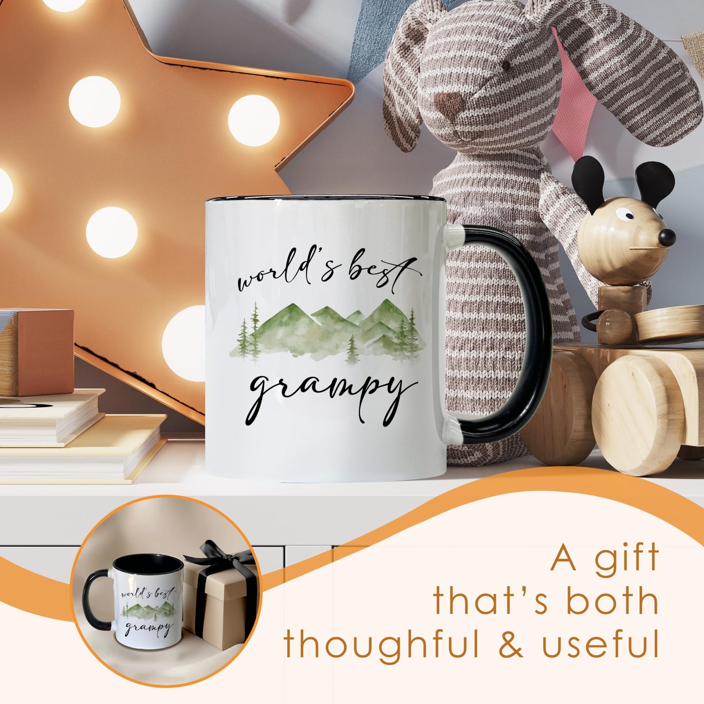 Grampy Gifts Coffee Mugs, Grandpa Gifts for Father's Day from Grandchildren, Grandpa Tea Cup Gifts for Birthday, World's Best Grampy Ceramic Coffee Tea Mug 11oz