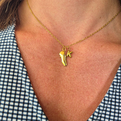 DistinctlyIvy Track Gift Necklace Runner Marathon - Gold Charm Jewelry Minimal Simple Running Shoe - Custom Chain Length She Believed - DII