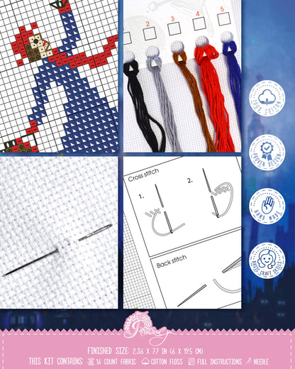 Povitrulya Mary Poppins Cross Stitch Bookmark Kit - DIY Embroidery Gift for Booklovers