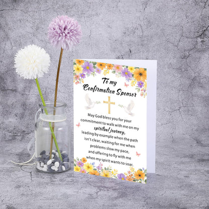 Confirmation Sponsor Card, Confirmation Sponsor Gifts for Women Men, Catholic Confirmation Cards for Godmother Godfather Appreciation Gift Christian Religious Sponsor Thank You Card for Godparent
