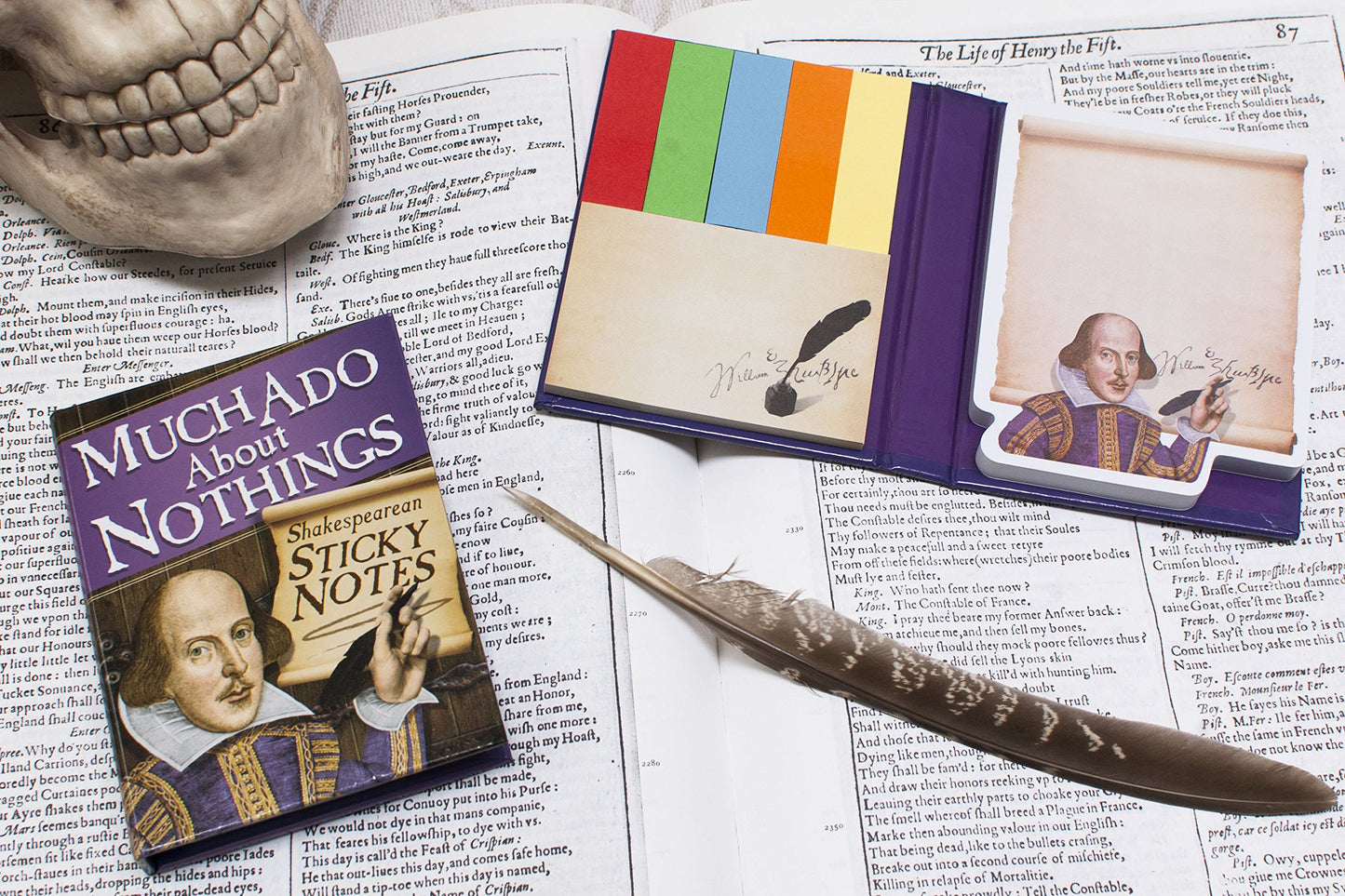 The Unemployed Philosophers Guild Much ADO About Nothings Shakespearean Sticky Notes - William Shakespeare Themed 3.25" by 4.25" Booklet with Self-Sticky Individual Notes Inside