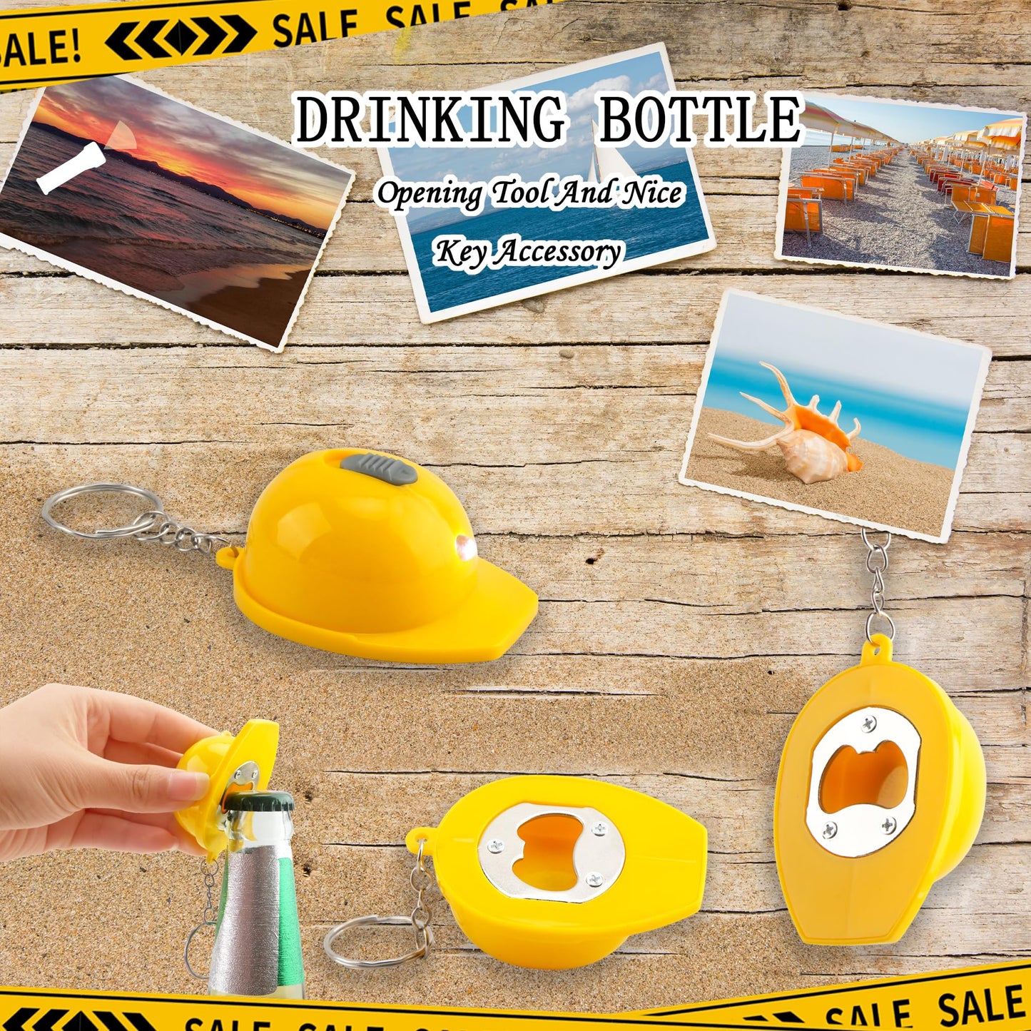 48 Pcs Construction Helmet Keychain Yellow Hard Hat Safety Hat Keychain for Architecture Themed Party Supplies Father's Day Birthday Gifts
