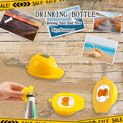 48 Pcs Construction Helmet Keychain Yellow Hard Hat Safety Hat Keychain for Architecture Themed Party Supplies Father's Day Birthday Gifts
