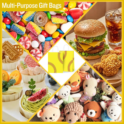 MIMIND 16 Pack Softball Gift Bags with Handles Paper Party Favor Goodie Bags Softball Treat Bags for Birthday Game Day Sport Themed Party Supplies
