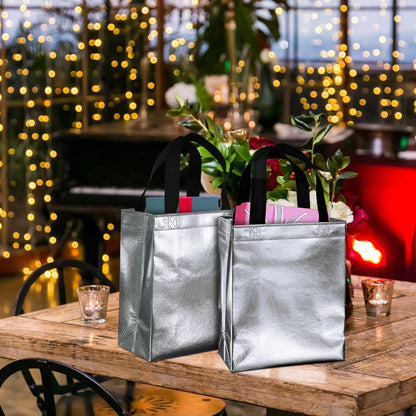 BLEWINDZ 100 Medium Reusable Gift Bags with Handles - Ideal Party Favors & Shopping Bags (10 Colors)