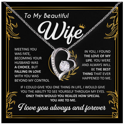Mother Day Gift for Wife, To My Beautiful Wife Necklace from Husband, Soulmate Necklace for Women, Wifey Birthday Gift Ideas from Husband, Anniversary Jewelry Present, Romantic Jewelry for Best Wifey