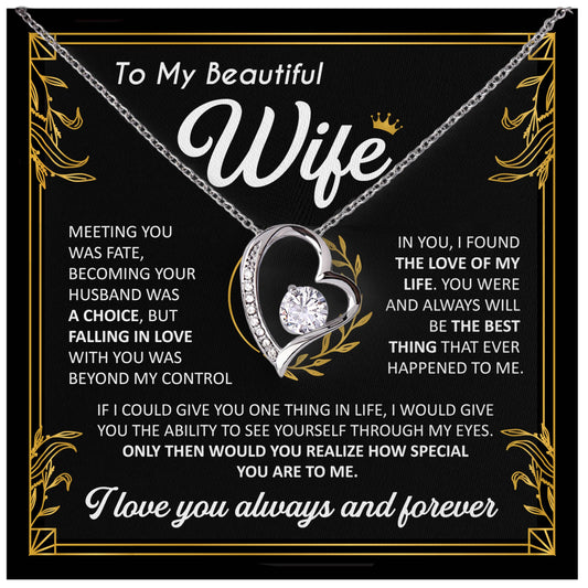 Mother Day Gift for Wife, To My Beautiful Wife Necklace from Husband, Soulmate Necklace for Women, Wifey Birthday Gift Ideas from Husband, Anniversary Jewelry Present, Romantic Jewelry for Best Wifey