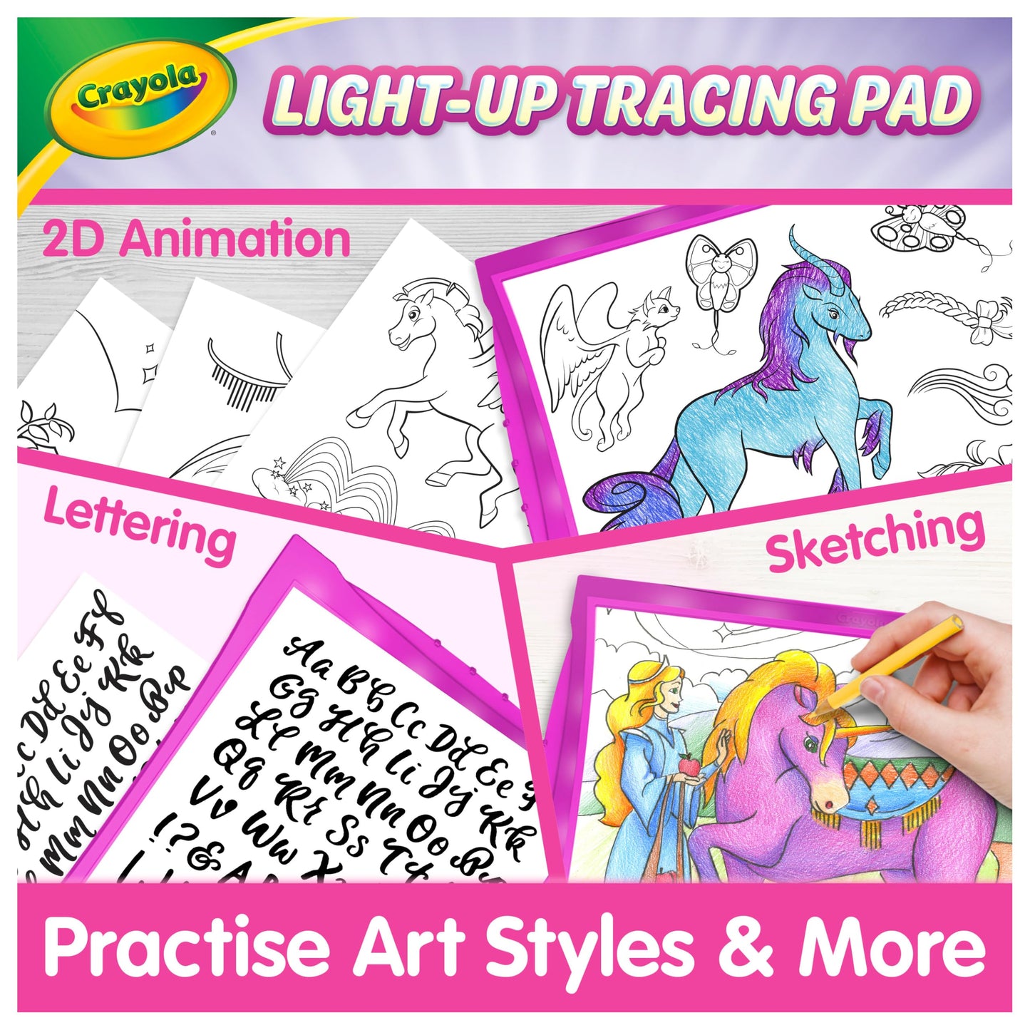 Crayola Light Up Tracing Pad Pink, Best Birthday Gifts for Girls & Boys, 6, 7, 8 Year Olds, Kids Toys, Light Box Art Kit for Kids