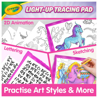 Crayola Light Up Tracing Pad Pink, Best Birthday Gifts for Girls & Boys, 6, 7, 8 Year Olds, Kids Toys, Light Box Art Kit for Kids