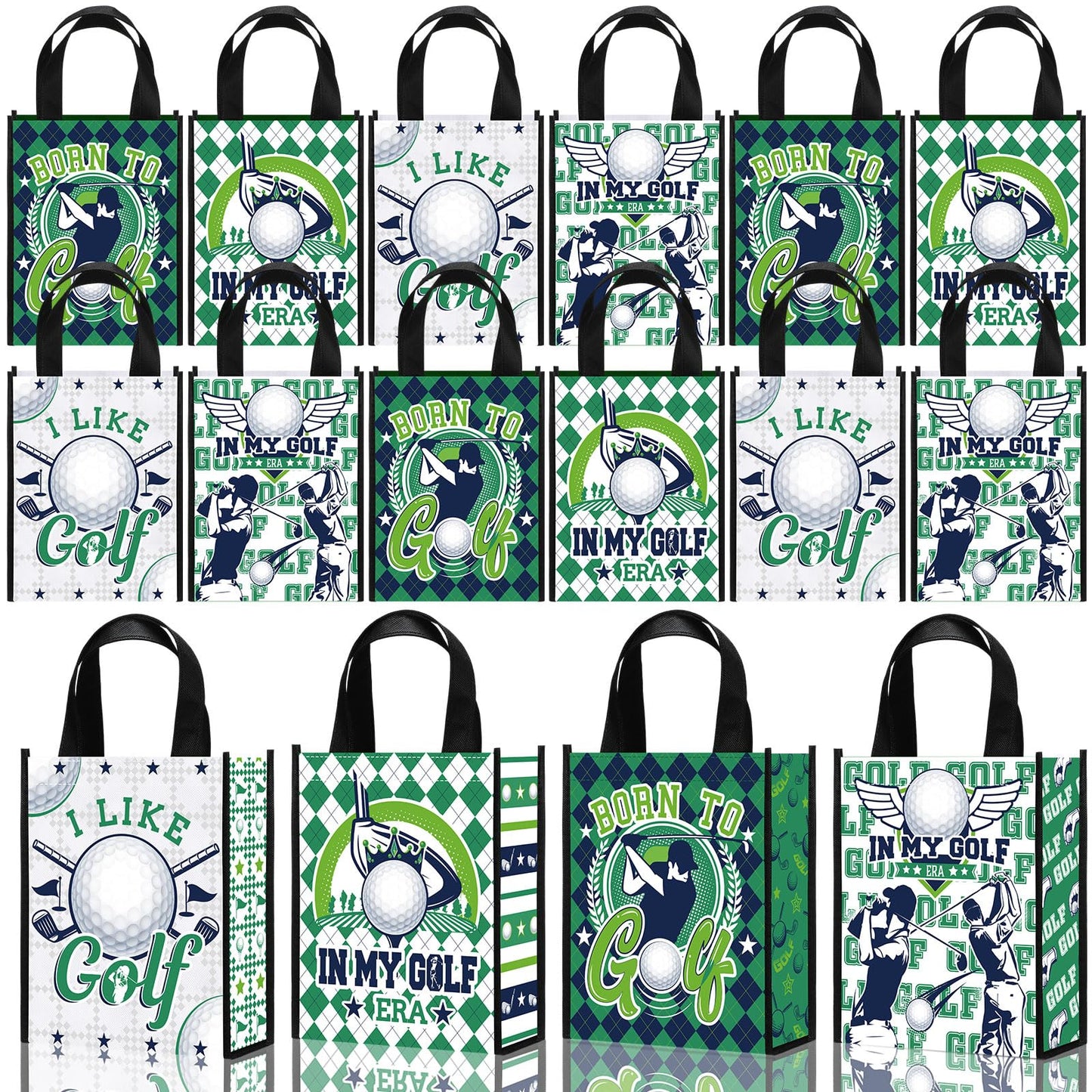 Estune 24 Pcs Golf Party Favor Bags Golf Gift Goodie Bags Treat Candy Non Woven Wrapping with Handles Tote for Sports Birthday Party Supplies Sports Theme Decorations