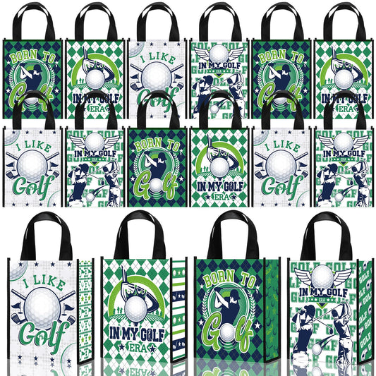 Estune 24 Pcs Golf Party Favor Bags Golf Gift Goodie Bags Treat Candy Non Woven Wrapping with Handles Tote for Sports Birthday Party Supplies Sports Theme Decorations