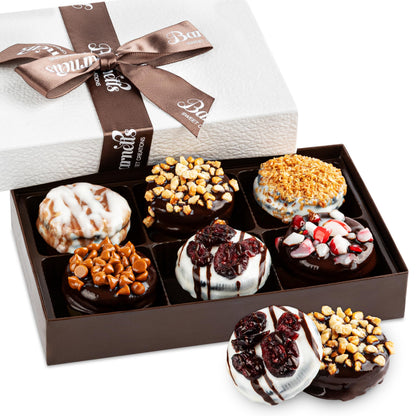 Barnetts Fathers Day 6 Chocolate Cookies Gift Basket, Gourmet Chocolate Covered Candy Gifts for Food Delivery Baskets, Him and Her Treats Ideas for Father, Dad, Granfather, Husband, Brother, Son, Grandson