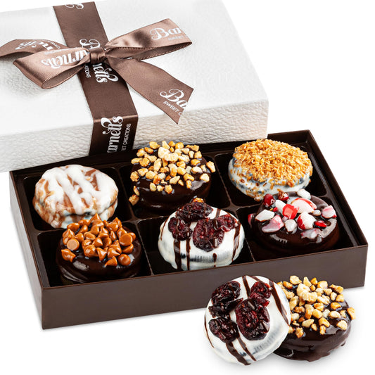 Barnetts Fathers Day 6 Chocolate Cookies Gift Basket, Gourmet Chocolate Covered Candy Gifts for Food Delivery Baskets, Him and Her Treats Ideas for Father, Dad, Granfather, Husband, Brother, Son, Grandson