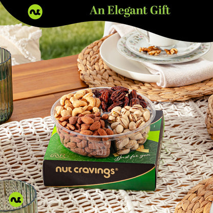 NUT CRAVINGS - Fathers Day Treats, Gift For Dad, Mixed Nuts Gift Basket in Green Gold Box (4 Assortments) Treats for Adults, Food Arrangement, Healthy Snack Care Package, Kosher