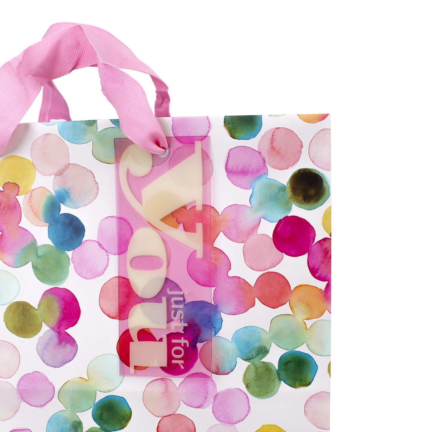 Hallmark 10" Large Square Gift Bag (Watercolor Dots, Just for You) for Birthdays, Mothers Day, Easter, Graduations, Retirements and More