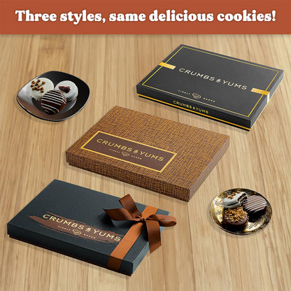 Fathers Day Cookies Gift Basket - 12 Gourmet Chocolate Covered Sandwich Cookies with Assorted Toppings - Food Gift Box for Dad, Him, Husband, Father's Day, Mother's Day, Family, Men & Women.