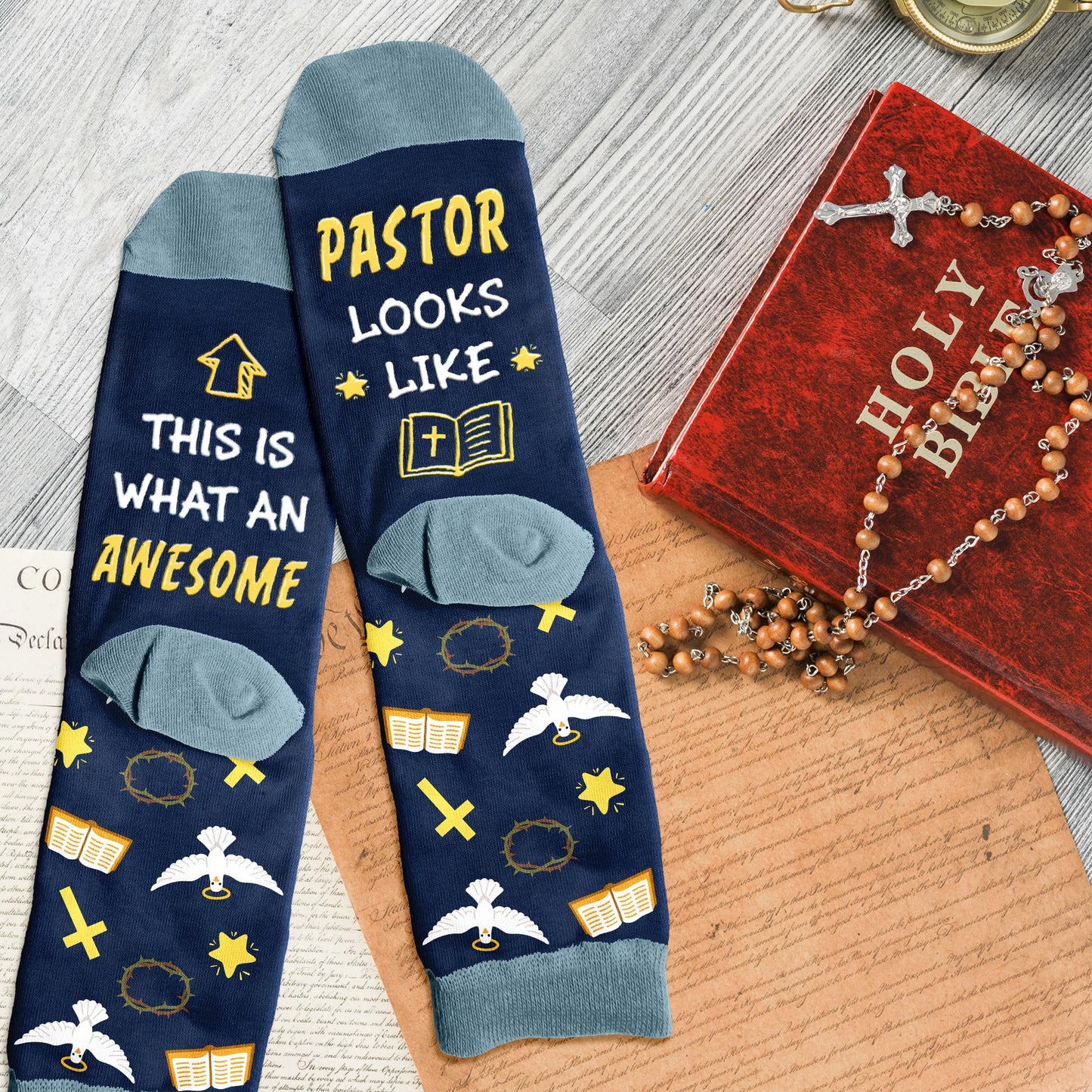 Pastor Appreciation Gifts - Christian Fathers Day Gift for Men, Inspirational Religious Socks for Pastors