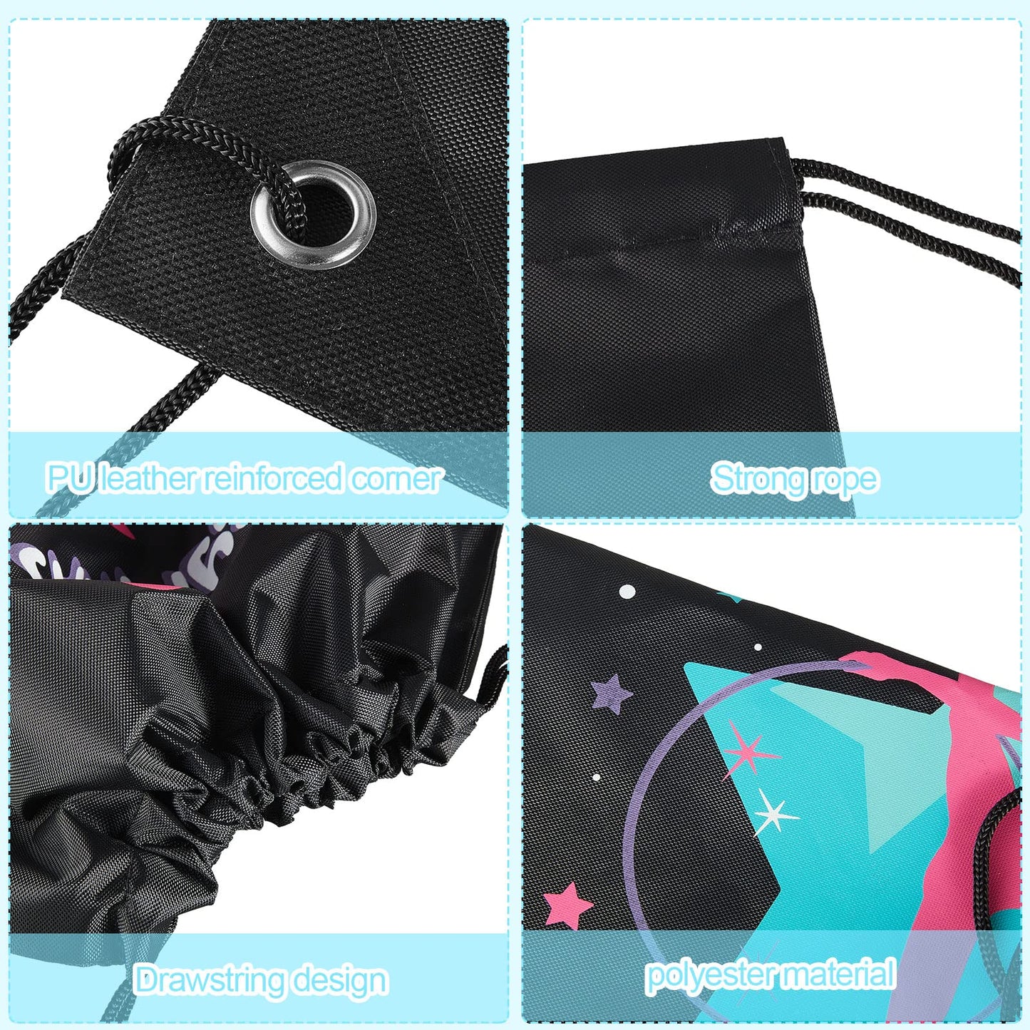 Dunzy 5 Pcs Gymnastics Gifts for Girls Kids Gymnastics Stuff Drawstring Bag Headband Girls Bracelet Necklace Scrunchies Gymnast Party Favors for Youth Boys Kids