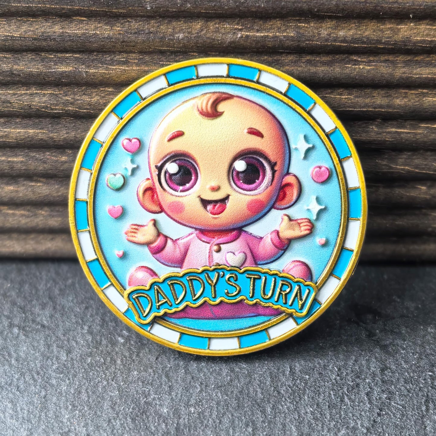 New Parent Decision Coin – Cute Baby ‘Daddy’s Turn’ & ‘Mummy’s Turn’ Coins for Baby Care Tasks – Creative Parenting Gift with Transparent Protective Case