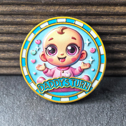 New Parent Decision Coin – Cute Baby ‘Daddy’s Turn’ & ‘Mummy’s Turn’ Coins for Baby Care Tasks – Creative Parenting Gift with Transparent Protective Case