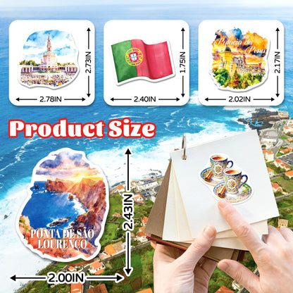 YTSQLER 200 PCS Portugal Stickers, Portugal Travel Souvenirs Stickers for Laptop Water Bottle Journal, Portuguese Vinyl Vacation Decals for Women Men Adults