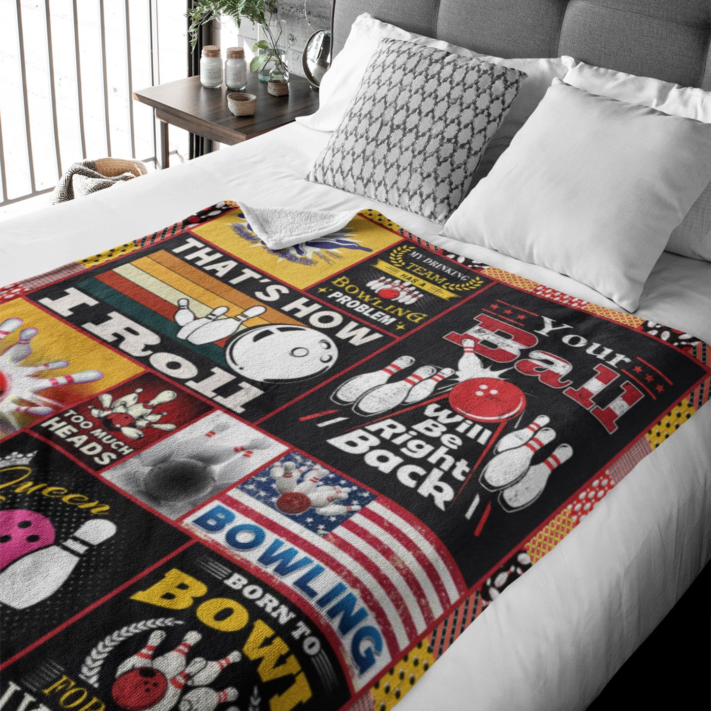 Bowling Gifts, Bowling Gifts for Men, Funny Bowling Gift for Bowlers, Blankets for Bowling Lovers 60"x 50"
