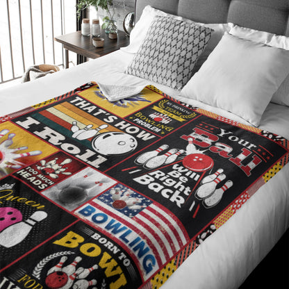 Bowling Gifts, Bowling Gifts for Men, Funny Bowling Gift for Bowlers, Blankets for Bowling Lovers 60"x 50"