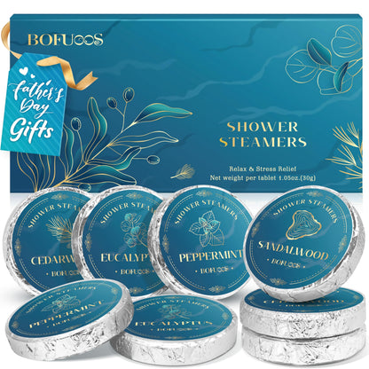 Shower Steamers Aromatherapy, Dad Gifts for Fathers Day, Birthday Gifts for Men Boyfriend Dad Teen Boys, SPA Self Care Relax Natural Essential Oils Bath Bombs