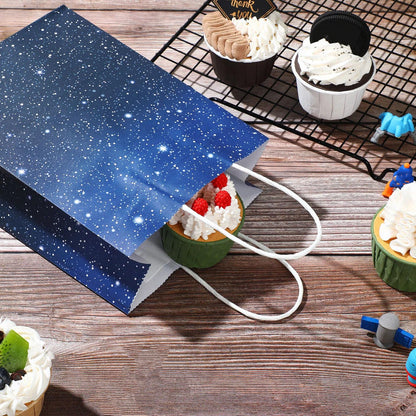 Marspark 16 Pieces Galaxy Party Bags Space Party Favor Bags Starry Night Gift Goodie Bag Galaxy Treat Candy Bag for Space Stars Themed Birthday Decorations Supplies