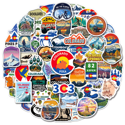 YTSQLER 200 PCS Colorado Stickers, Colorado Souvenirs Stickers for Laptop Water Bottle Suitcase Scrapbook, Vinyl Travel Souvenirs Decals for Adults Women Men