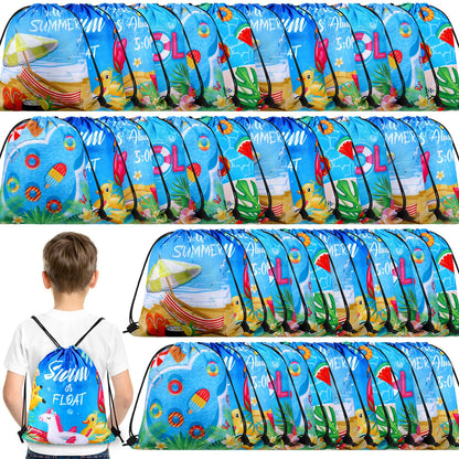 Sanwuta 18 Pcs Pool Party Favor Drawstring Bags - Summer Beach Goodie Gift Bags for Kids Adults, Hawaiian Parties& Birthday Decor