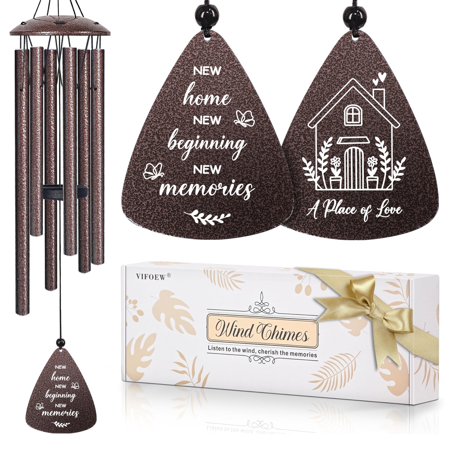 House Warming Gifts New Home, 32" Bronze Wind Chimes Housewarming Gifts, New Home Gift Ideas for Women Men Homeowners Couples Family Friends, Unique First Home Gift for Apartment Decor