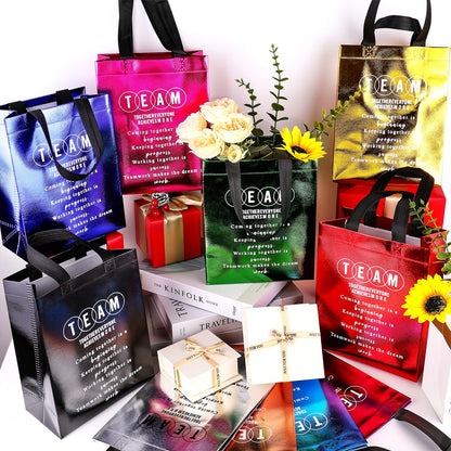 Addblu 50-Piece Employee Appreciation Gift Bags Bulk - Include 25 Team Bags (8x10x4 Inch) & 25 Tissue Paper, Reusable Gift Bag with Handles for Staff, Coworker, Teacher, Thank You & Valentine‘s Day Gifts (Colorful)